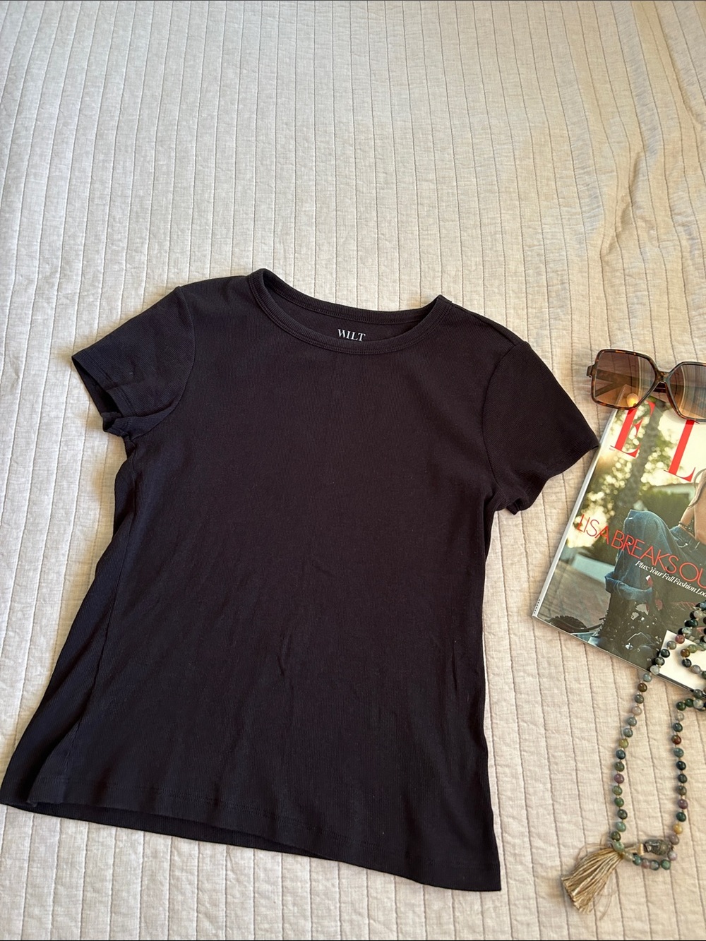 Wilt ribbed black Pima cotton modal comfy baby tee shirt L classic basic